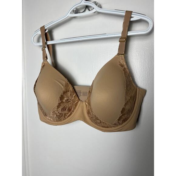 Soma Beige Lace Floral Embraceable Perfect Full Coverage Supportive Bra 40 DD - Picture 2 of 6